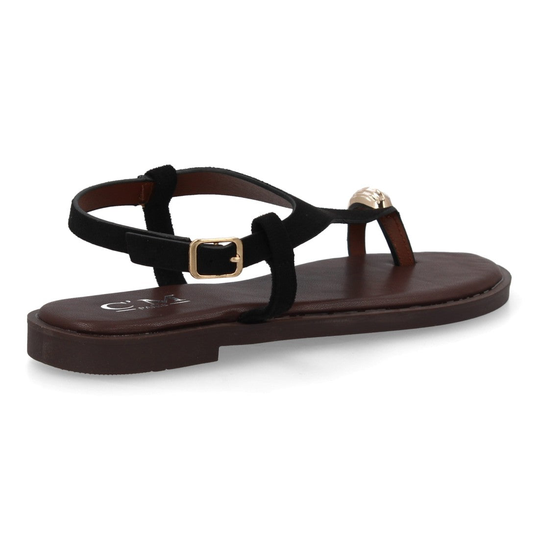 Sandalia plana empeine cubierto mujer - 5270-Negro