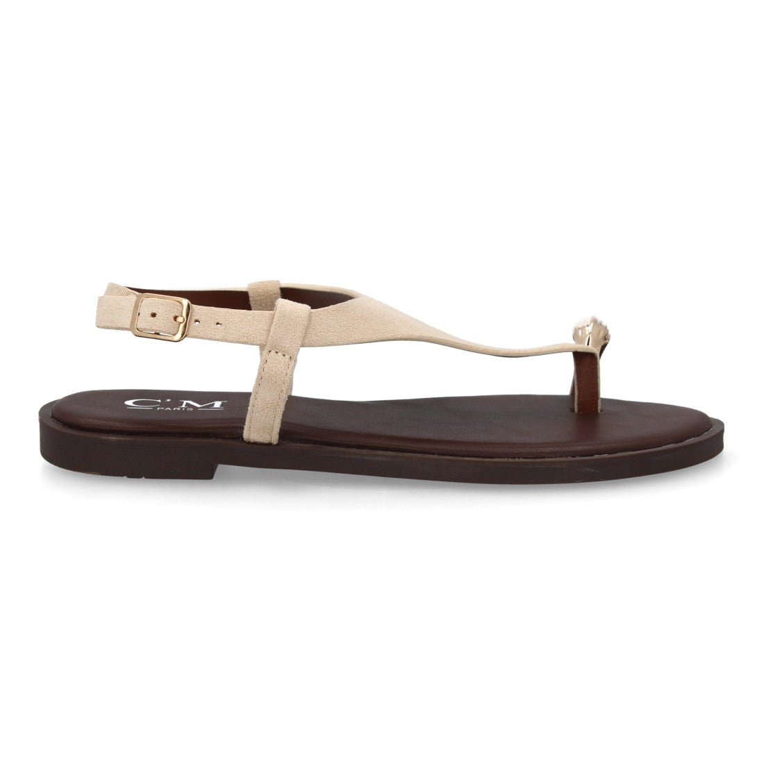 Sandalia plana empeine cubierto mujer - 5270-Beige