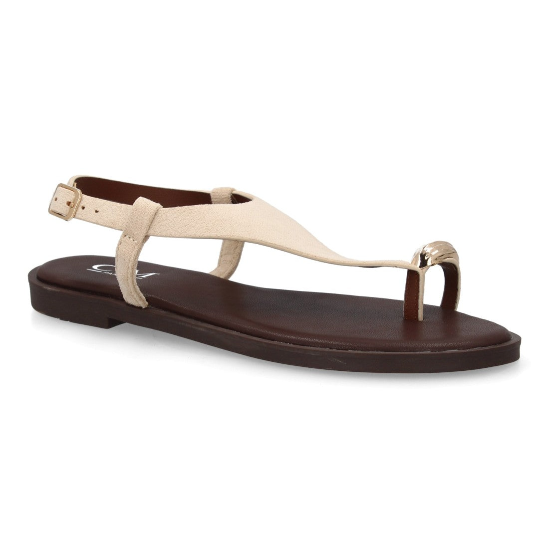 Sandalia plana empeine cubierto mujer - 5270-Beige