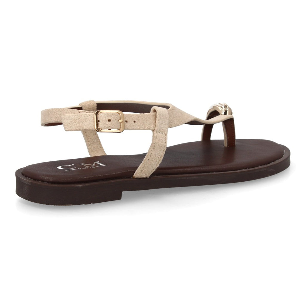Sandalia plana empeine cubierto mujer - 5270-Beige