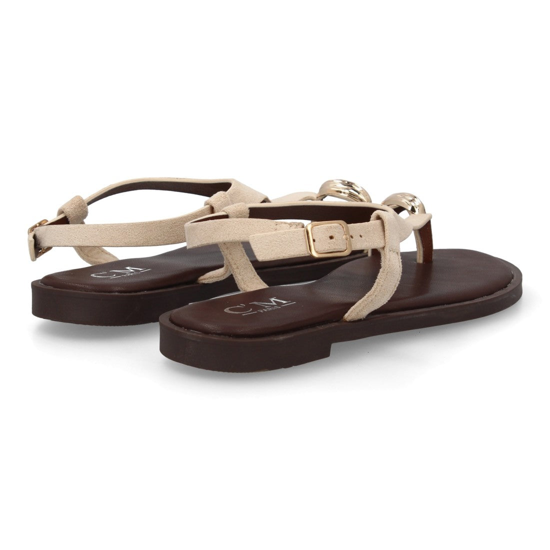 Sandalia plana empeine cubierto mujer - 5270-Beige