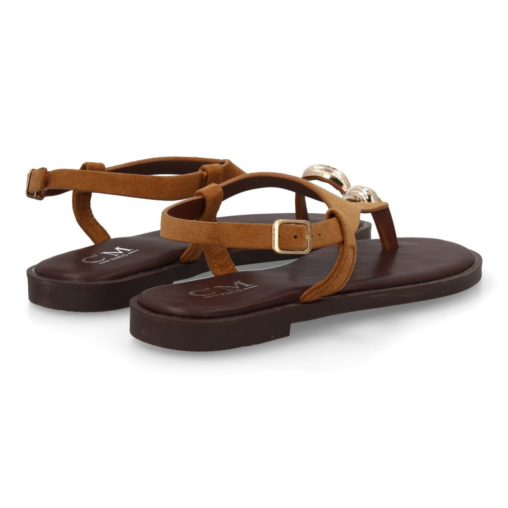 Sandalia plana empeine cubierto mujer - 5270-Camel