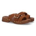 Sandalia pala plataforma de madera con hebilla elegante - H3019-Marron