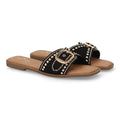 Sandalia pala mujer con hebilla decorativa -TF2528-Negro