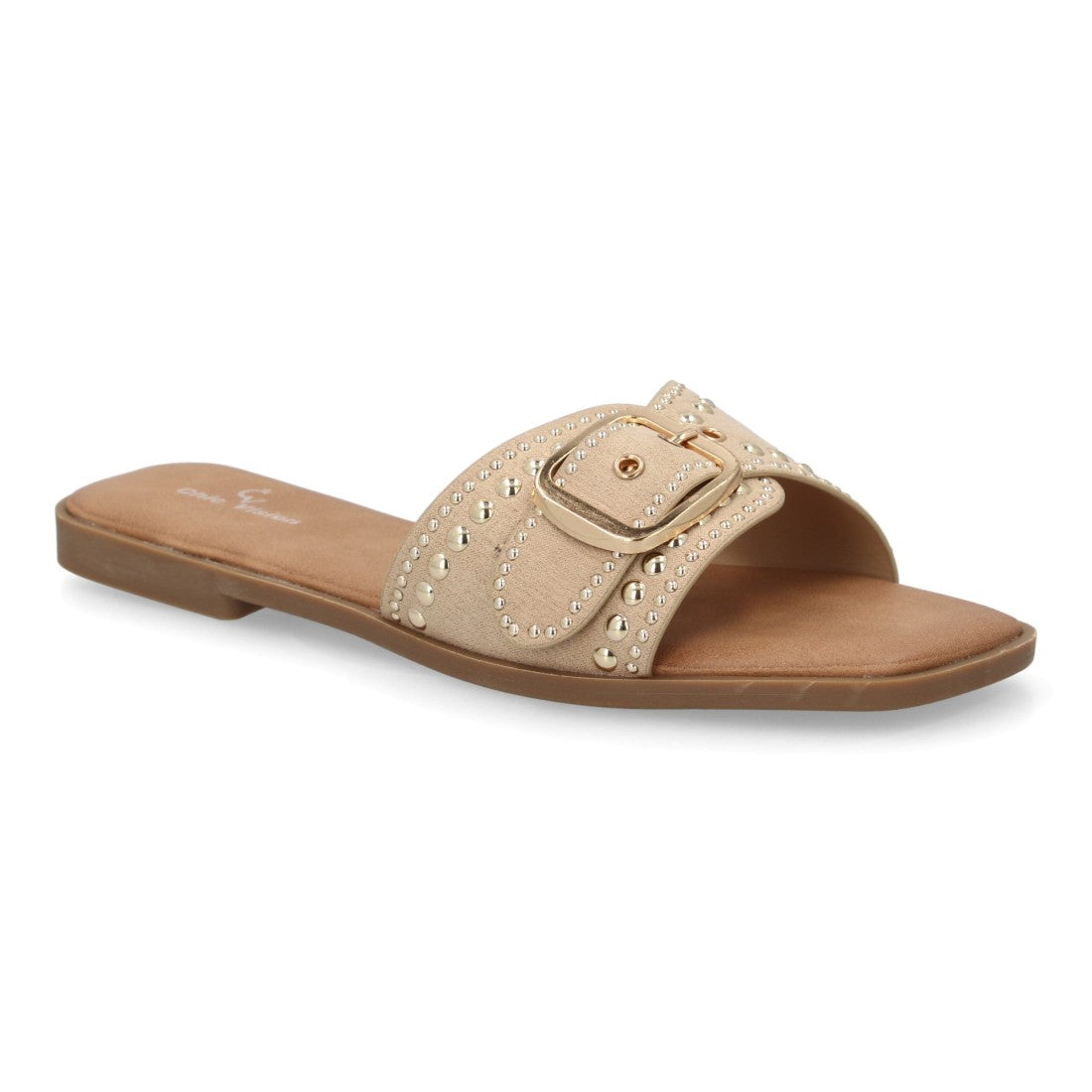 Sandalia pala mujer con hebilla decorativa- TF2528-Beige