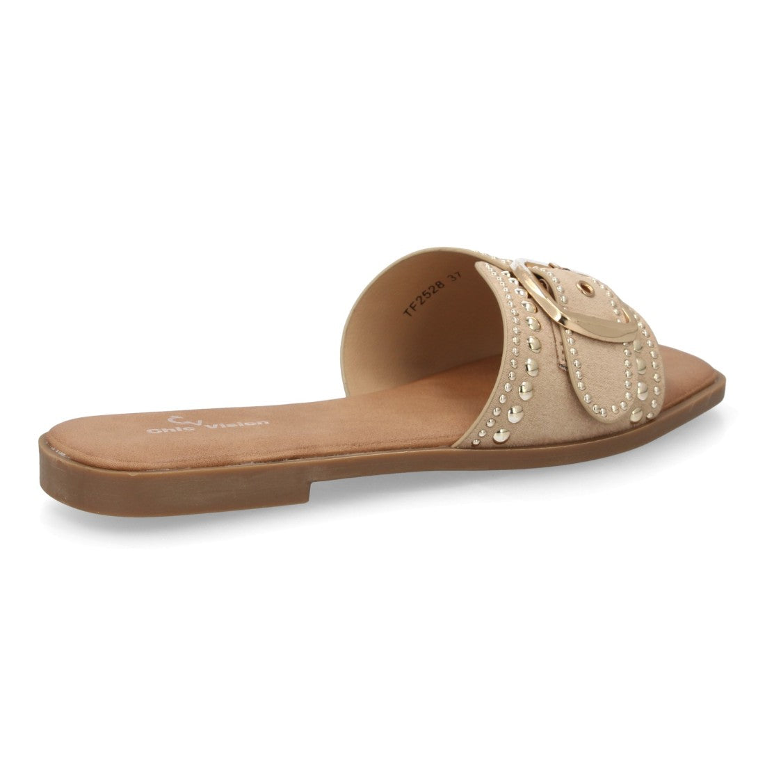 Sandalia pala mujer con hebilla decorativa- TF2528-Beige