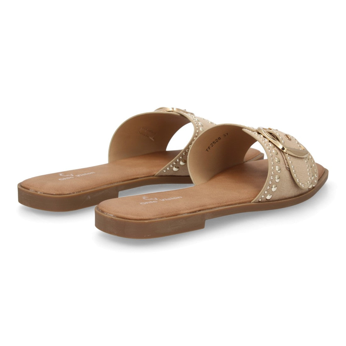 Sandalia pala mujer con hebilla decorativa- TF2528-Beige