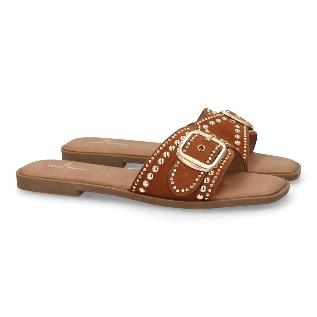Sandalia pala mujer con hebilla decorativa- TF2528-Camel