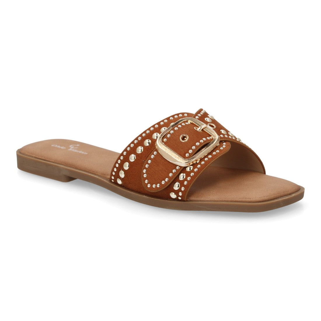 Sandalia pala mujer con hebilla decorativa- TF2528-Camel