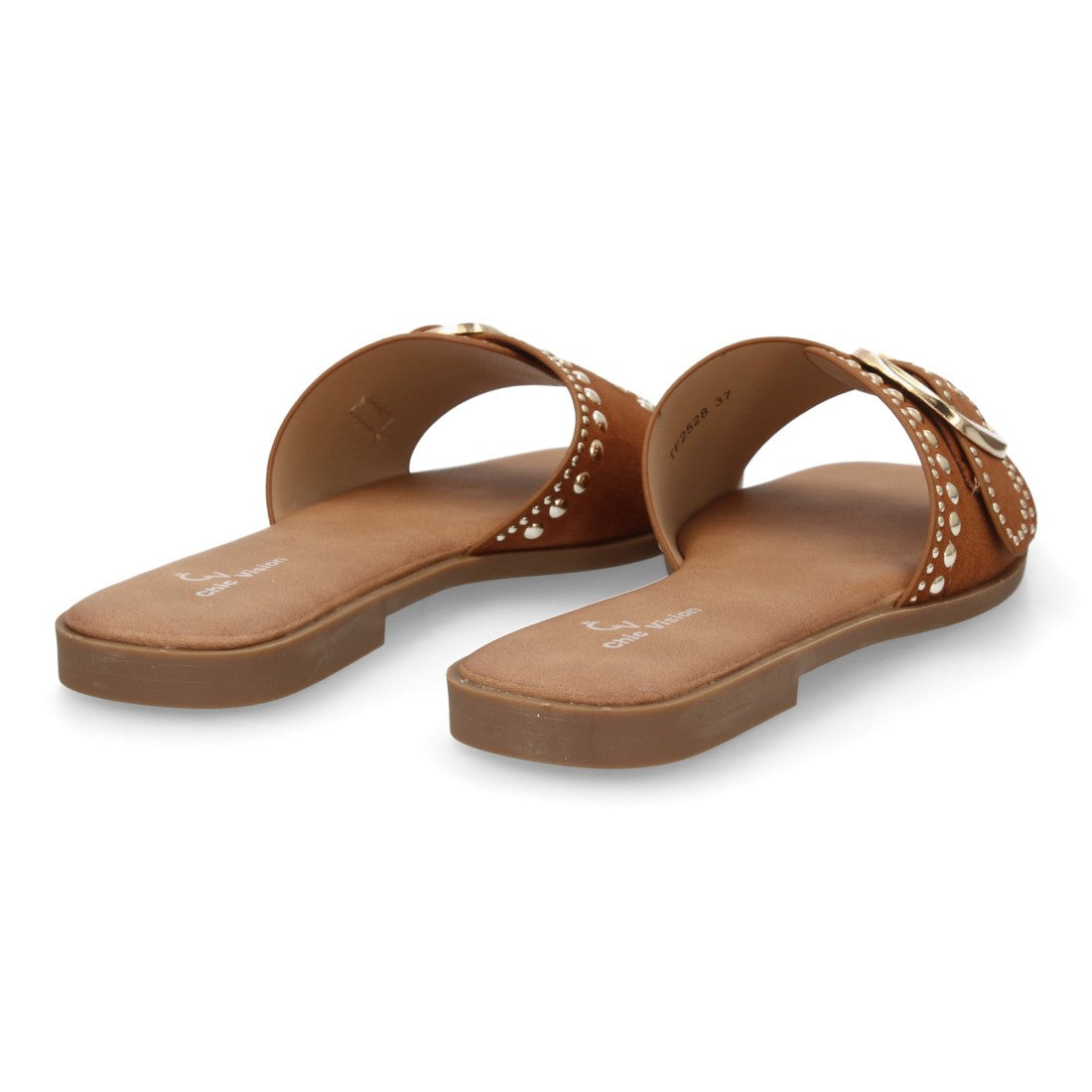 Sandalia pala mujer con hebilla decorativa- TF2528-Camel