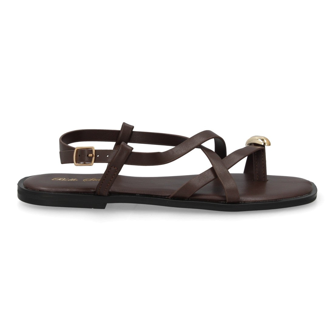 Sandalia Tiras Cruzadas con adorno metálico  - L2887-Marron