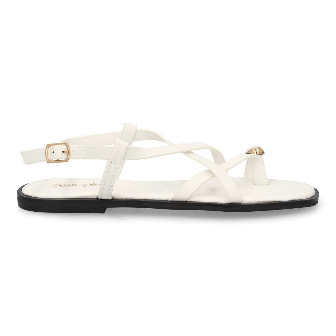 Sandalia Tiras Cruzadas con adorno metálico  - L2887-Blanco