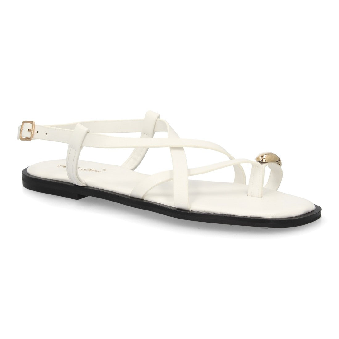 Sandalia Tiras Cruzadas con adorno metálico  - L2887-Blanco
