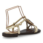 Sandalia plana mujer elegante con adorno de piedra-Oro