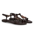 Sandalia plana mujer elegante con adorno de piedra - BS-27-Marron