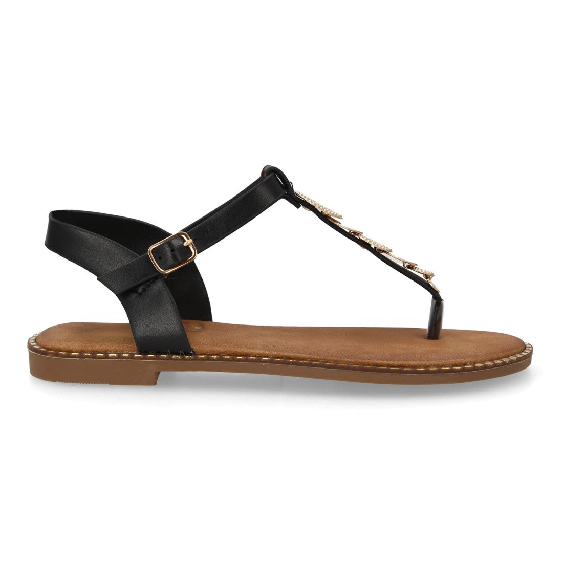 Sandalia con Detalles Metálicos y Planta Acolchada - DD273-Negro