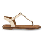 Sandalia con Detalles Metálicos y Planta Acolchada-Beige