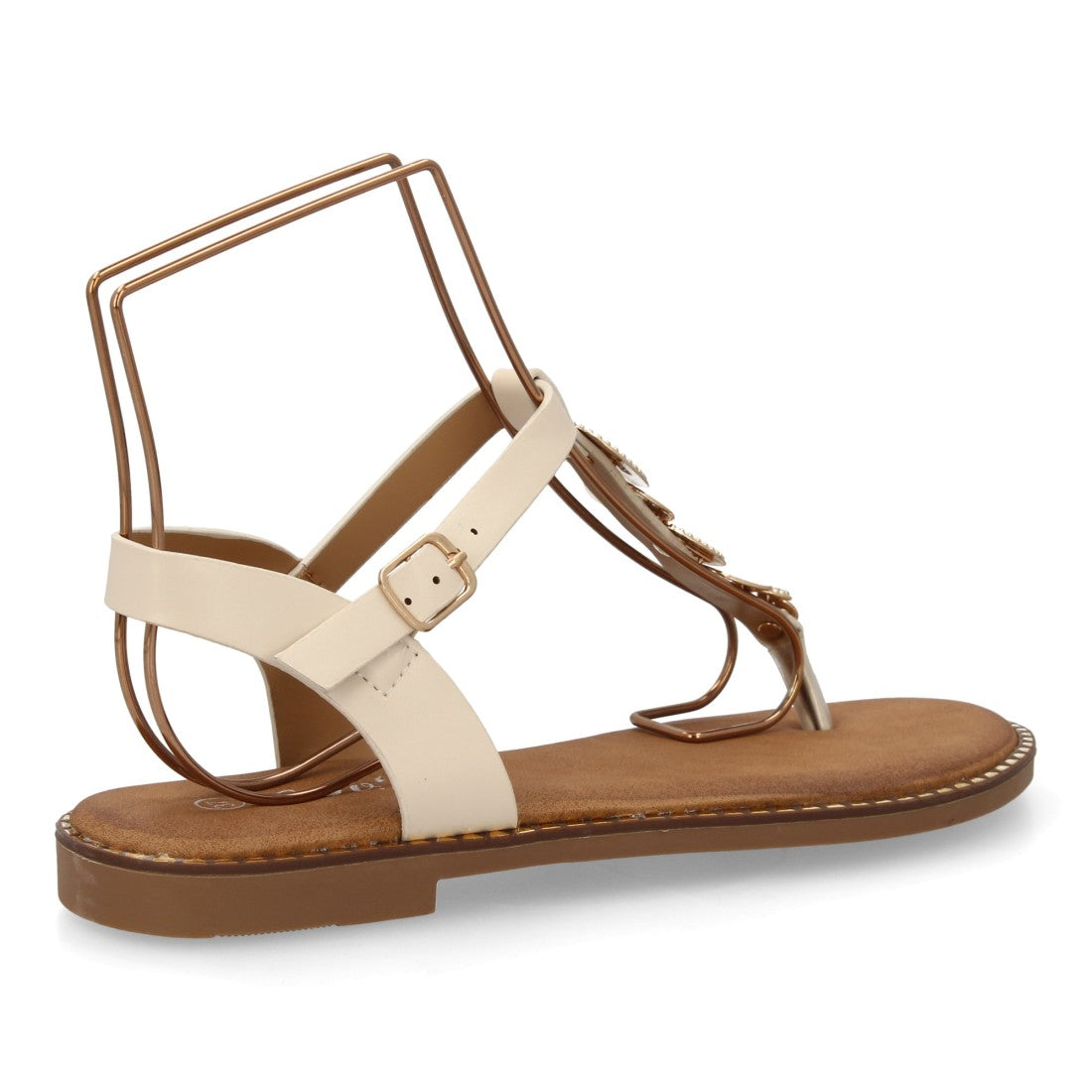 Sandalia con Detalles Metálicos y Planta Acolchada - DD273-Beige