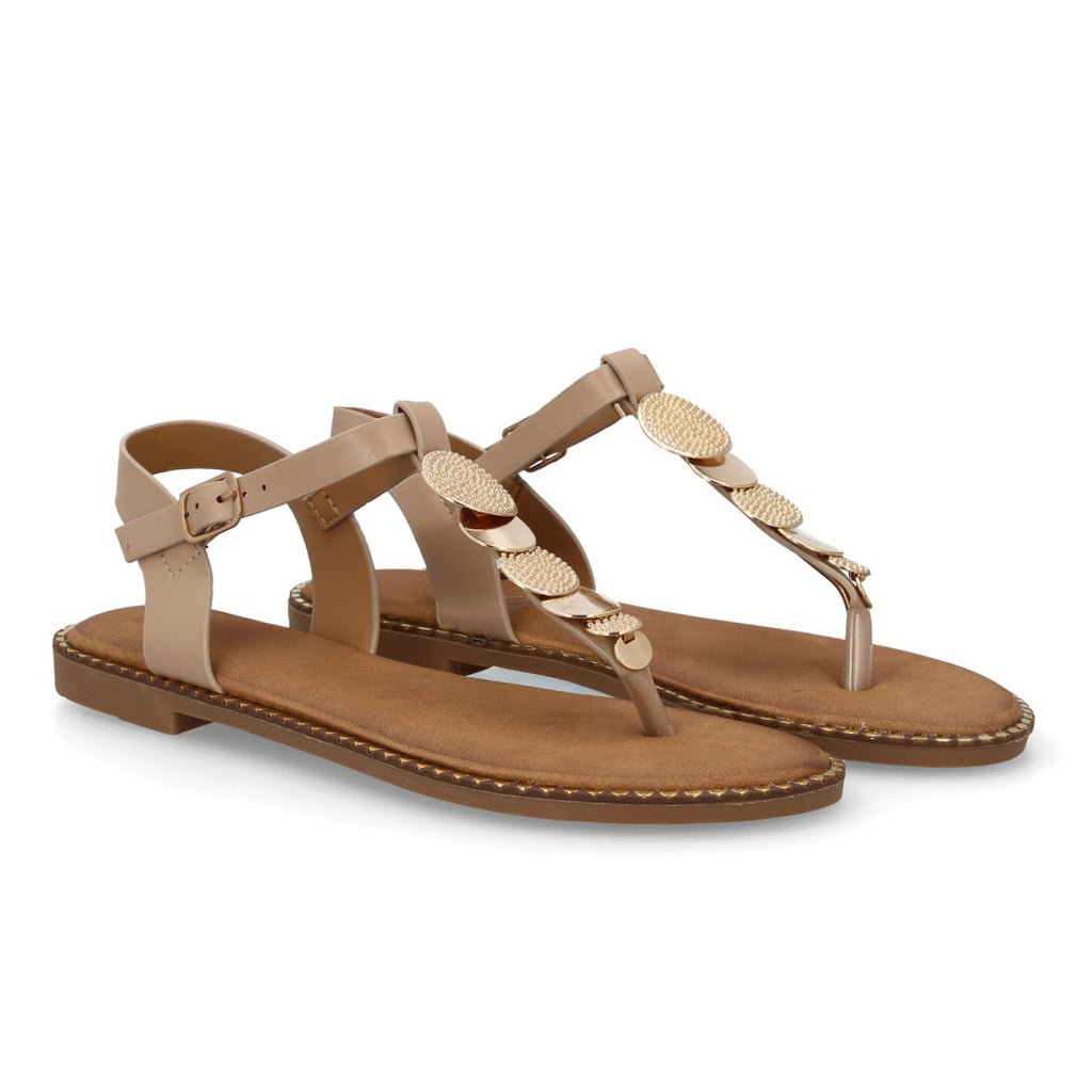 Sandalia con Detalles Metálicos y Planta Acolchada - DD273-Kaki