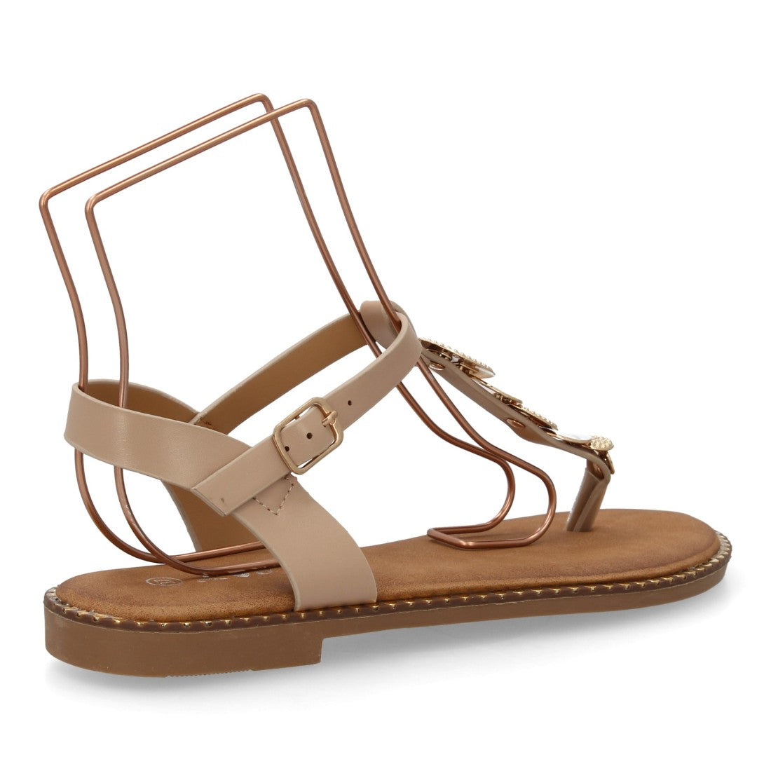 Sandalia con Detalles Metálicos y Planta Acolchada - DD273-Kaki