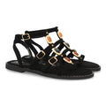 Sandalia romana mujer elegante tiras con pedreria - HA-5710-Negro