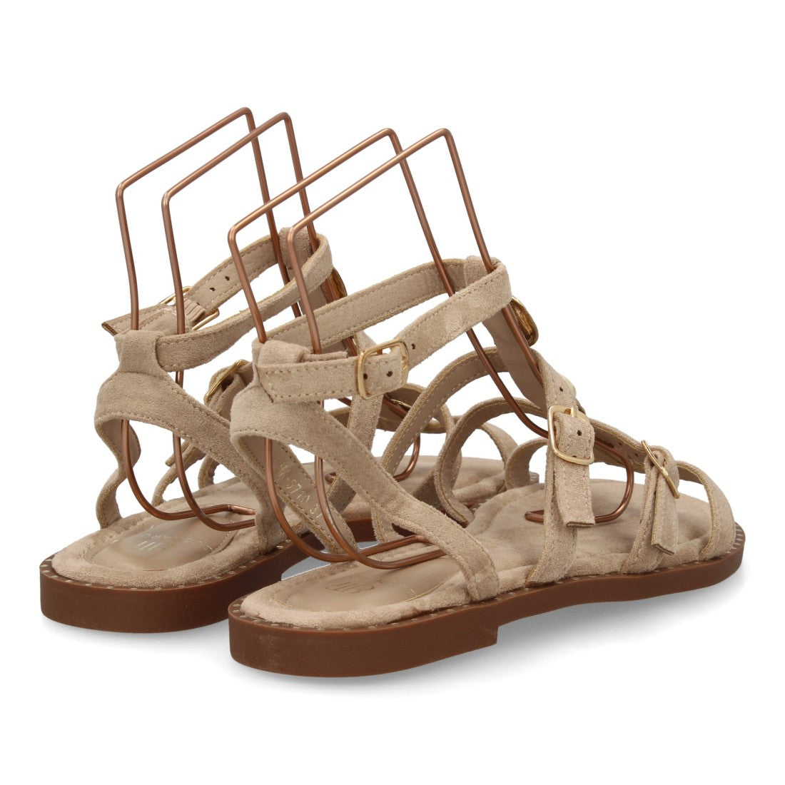 Sandalia romana mujer elegante tiras con pedreria- HA-5710-Kaki