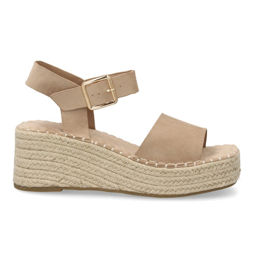 Sandalia Cuña Mujer-Beige