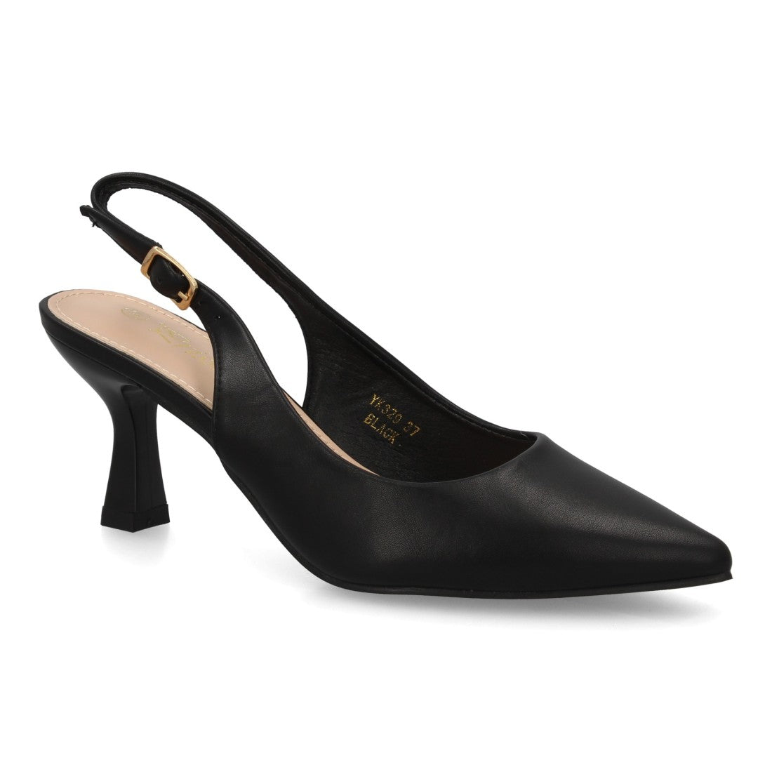 Zapatos de Salón Destalonados de Mujer con Punta Fina y Hebilla -Negro