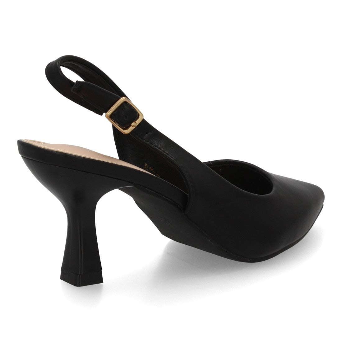Zapatos de Salón Destalonados de Mujer con Punta Fina y Hebilla -Negro