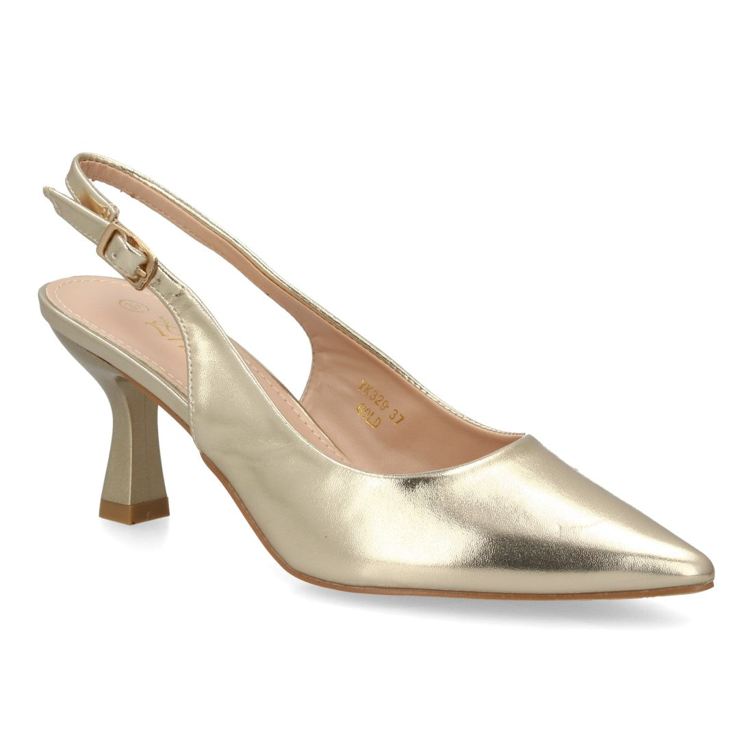 Zapatos de Salón Destalonados de Mujer con Punta Fina y Hebilla -Oro