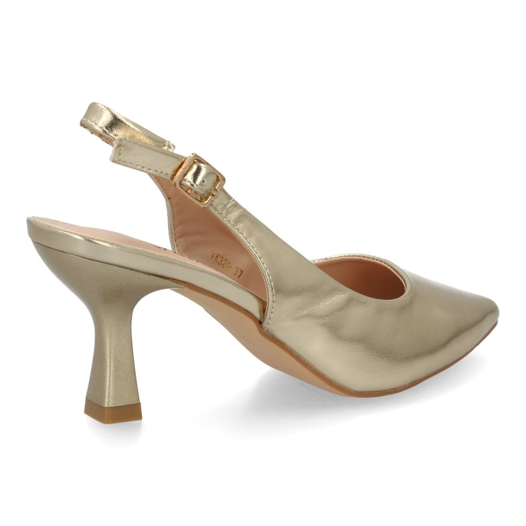 Zapatos de Salón Destalonados de Mujer con Punta Fina y Hebilla -Oro