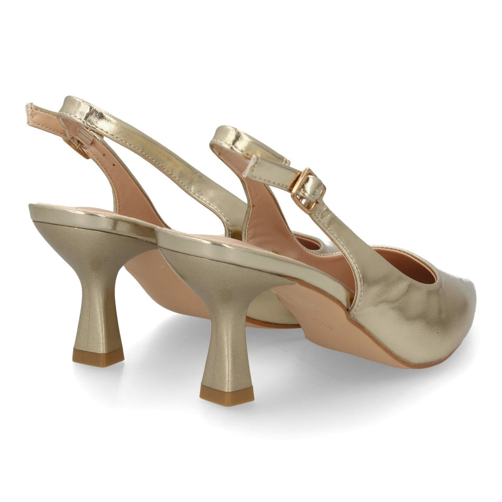 Zapatos de Salón Destalonados de Mujer con Punta Fina y Hebilla -Oro