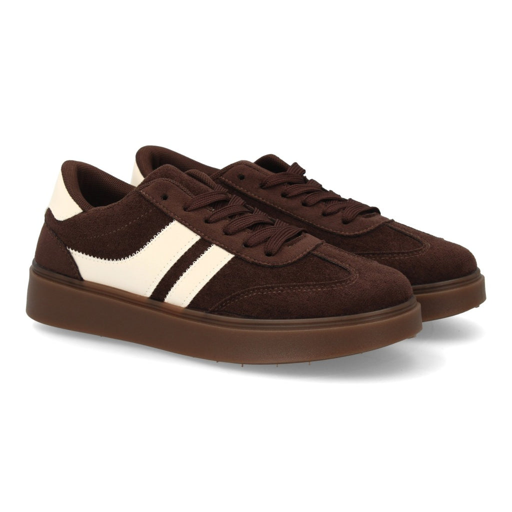 Zapatillas Urbanas de Mujer con Plataforma Ligera y Cordones -Marron