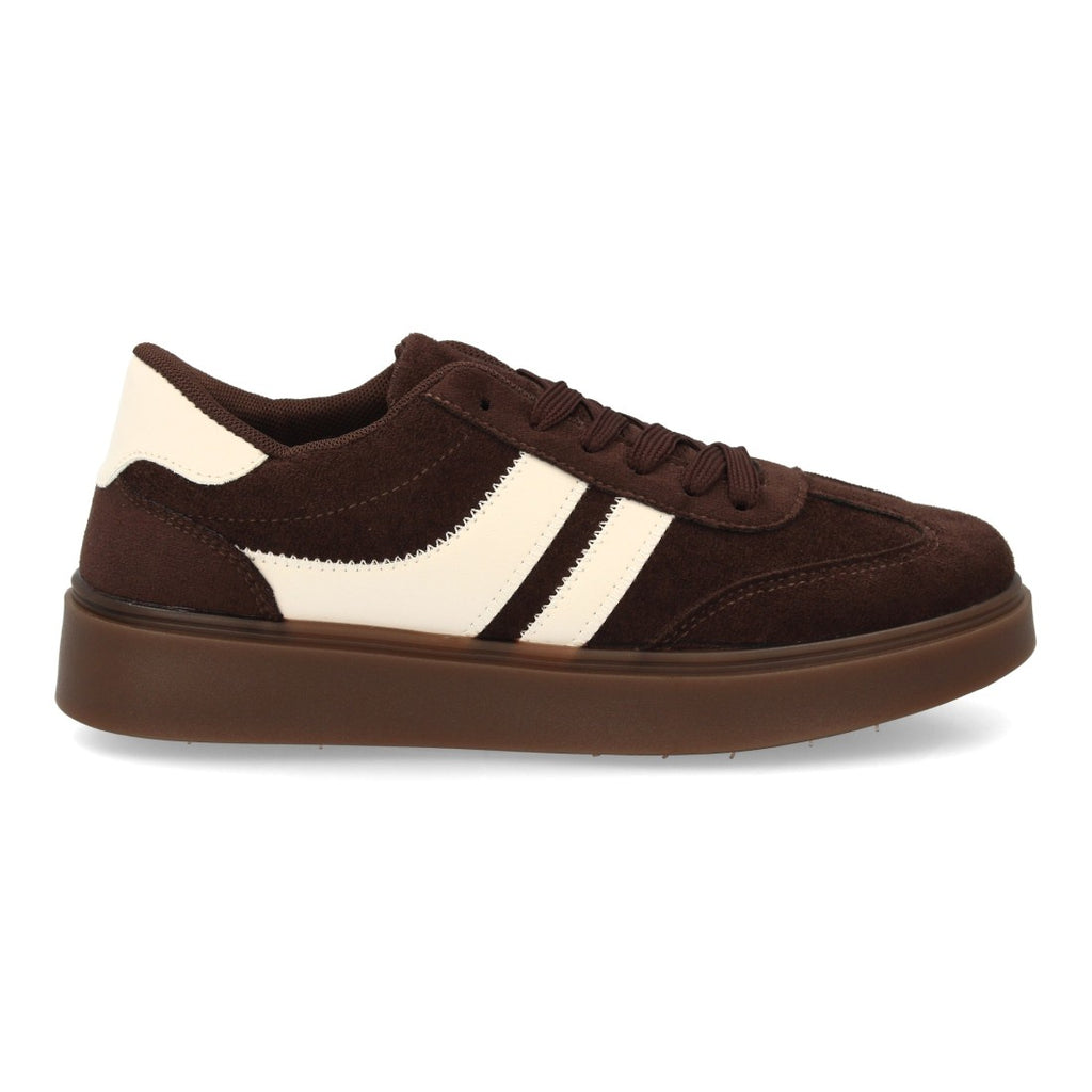 Zapatillas Urbanas de Mujer con Plataforma Ligera y Cordones -Marron