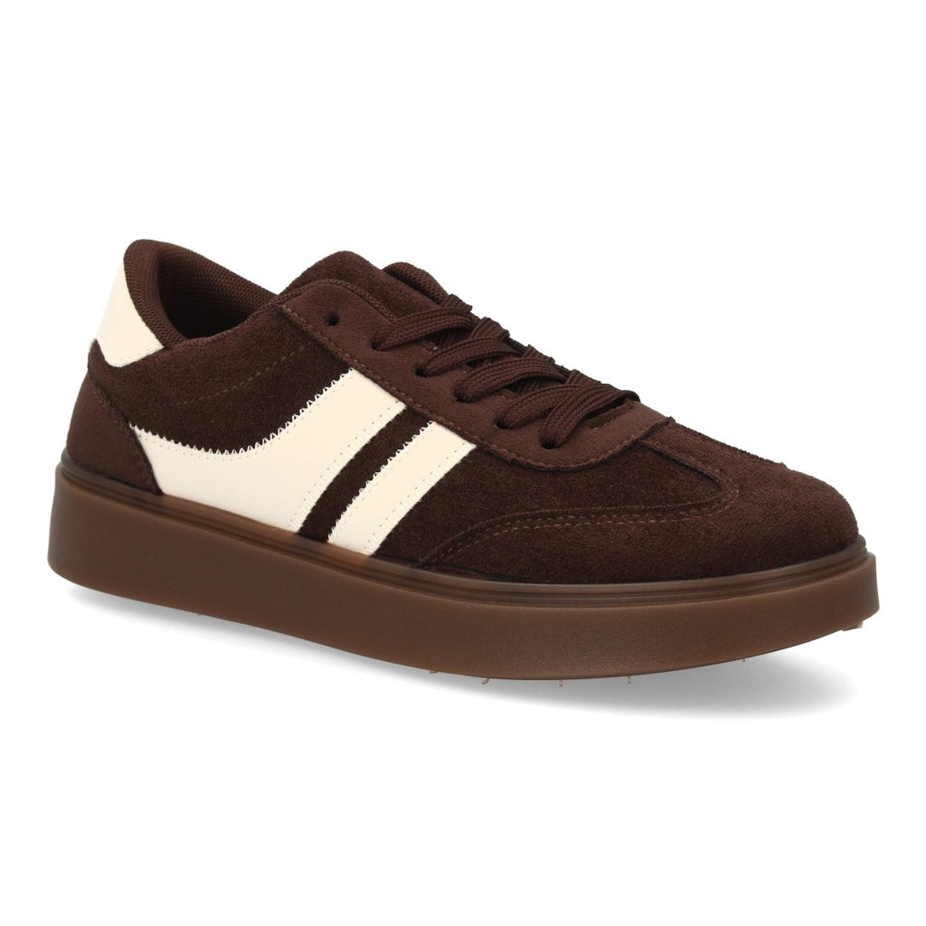 Zapatillas Urbanas de Mujer con Plataforma Ligera y Cordones -Marron