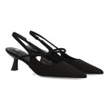 Zapatos de Salón de Mujer con Tacón Bajo, Punta Fina y Tiras Cruzadas -Negro