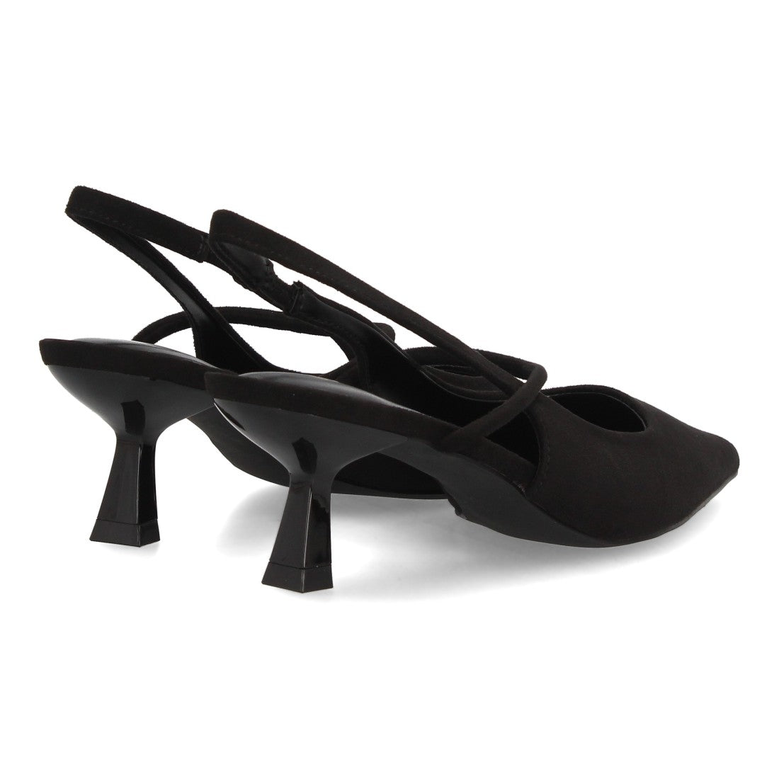 Zapatos de Salón de Mujer con Tacón Bajo, Punta Fina y Tiras Cruzadas -Negro