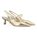 Zapatos de Salón de Mujer con Tacón Bajo, Punta Fina y Tiras Cruzadas -Oro