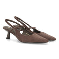 Zapatos de Salón de Mujer con Tacón Bajo, Punta Fina y Tiras Cruzadas -Gris