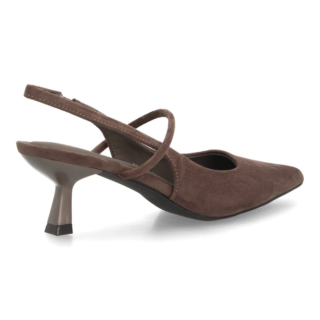 Zapatos de Salón de Mujer con Tacón Bajo, Punta Fina y Tiras Cruzadas -Gris