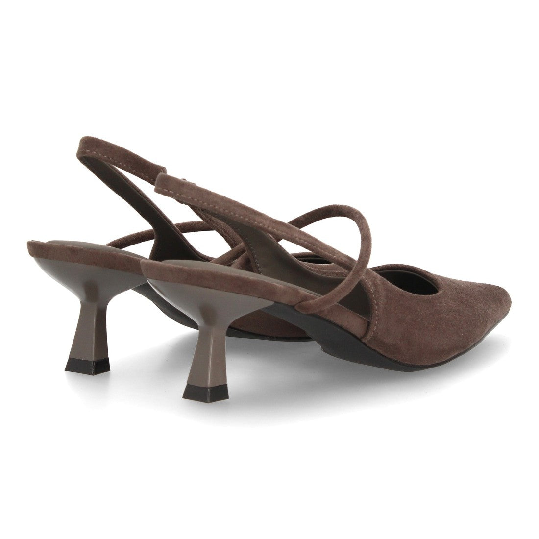 Zapatos de Salón de Mujer con Tacón Bajo, Punta Fina y Tiras Cruzadas -Gris