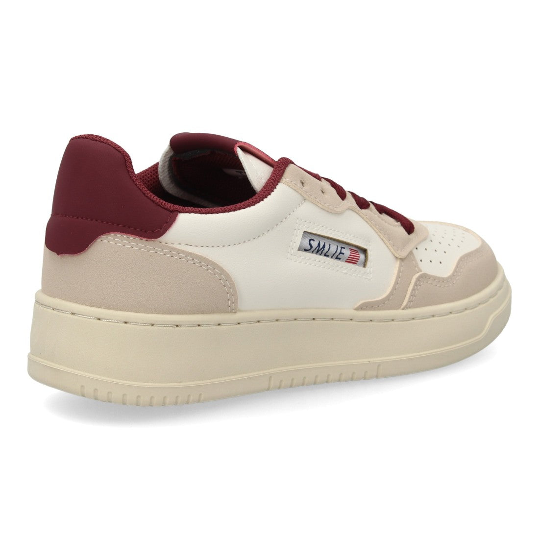 Zapatillas Retro de Mujer con Paneles Superpuestos y Puntera Perforada -Burdeos