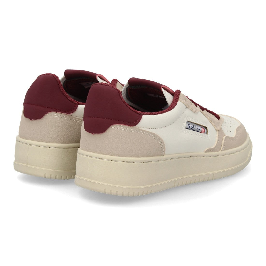 Zapatillas Retro de Mujer con Paneles Superpuestos y Puntera Perforada -Burdeos