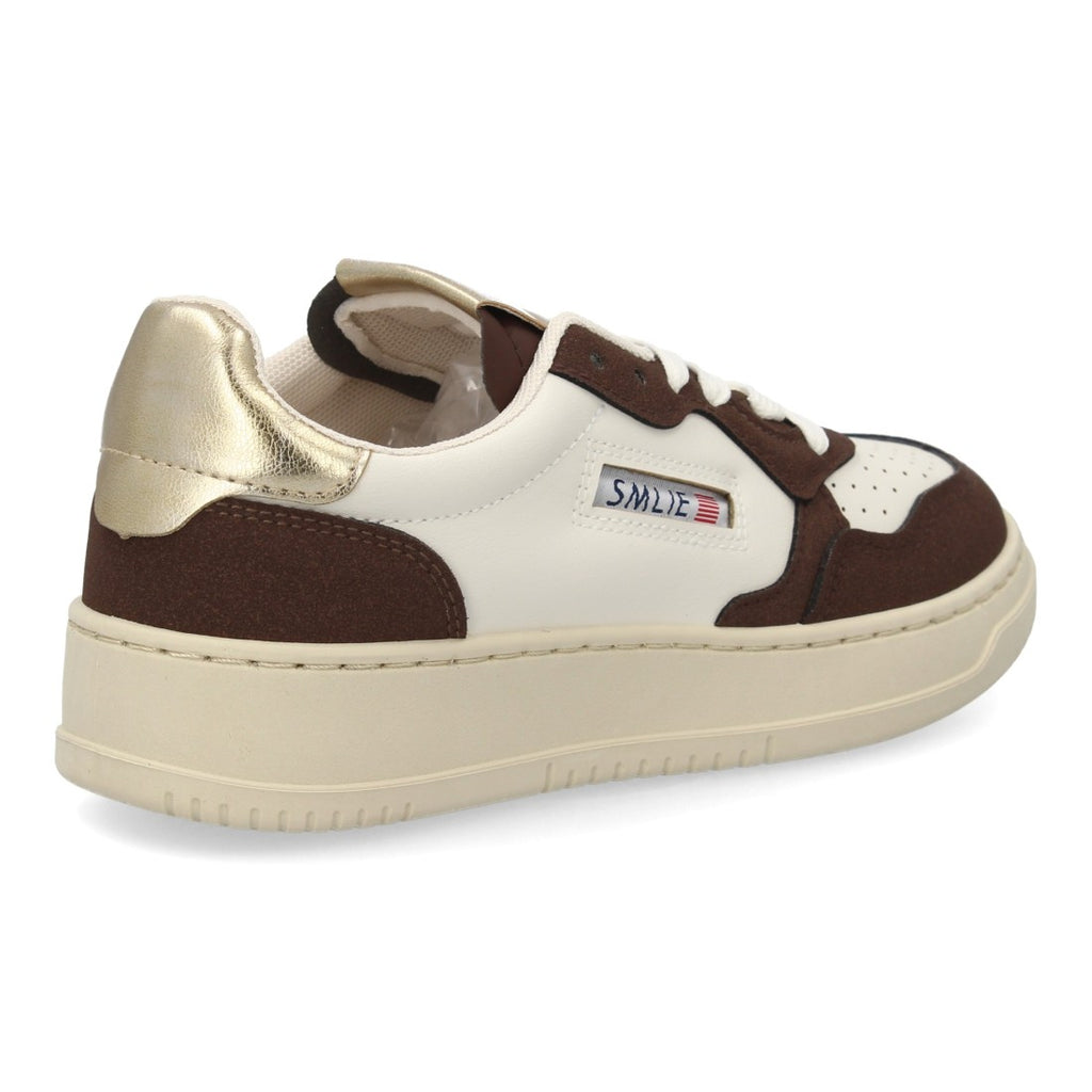 Zapatillas Retro de Mujer con Paneles Superpuestos y Puntera Perforada -Marron