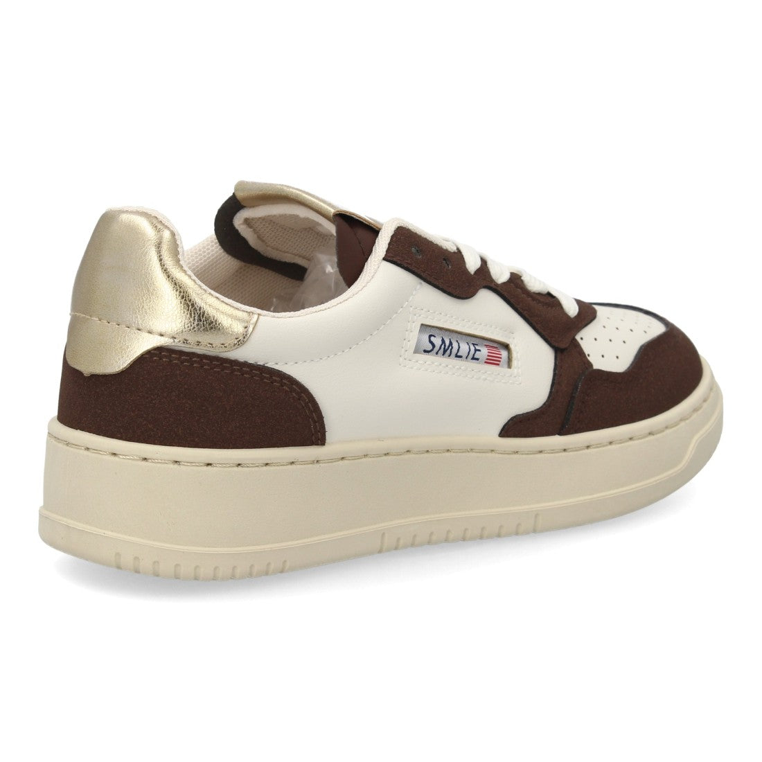 Zapatillas Retro de Mujer con Paneles Superpuestos y Puntera Perforada -Marron