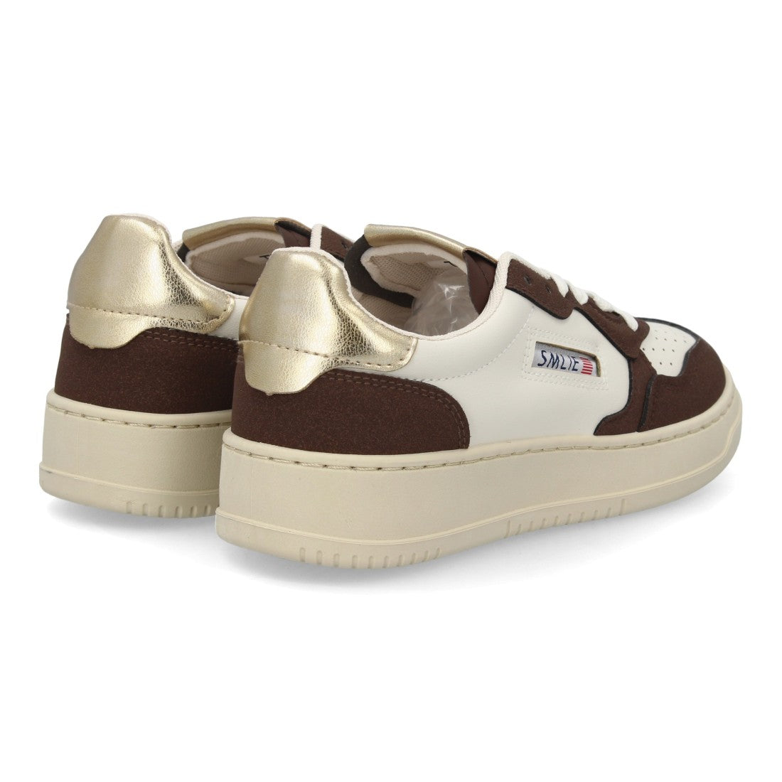 Zapatillas Retro de Mujer con Paneles Superpuestos y Puntera Perforada -Marron