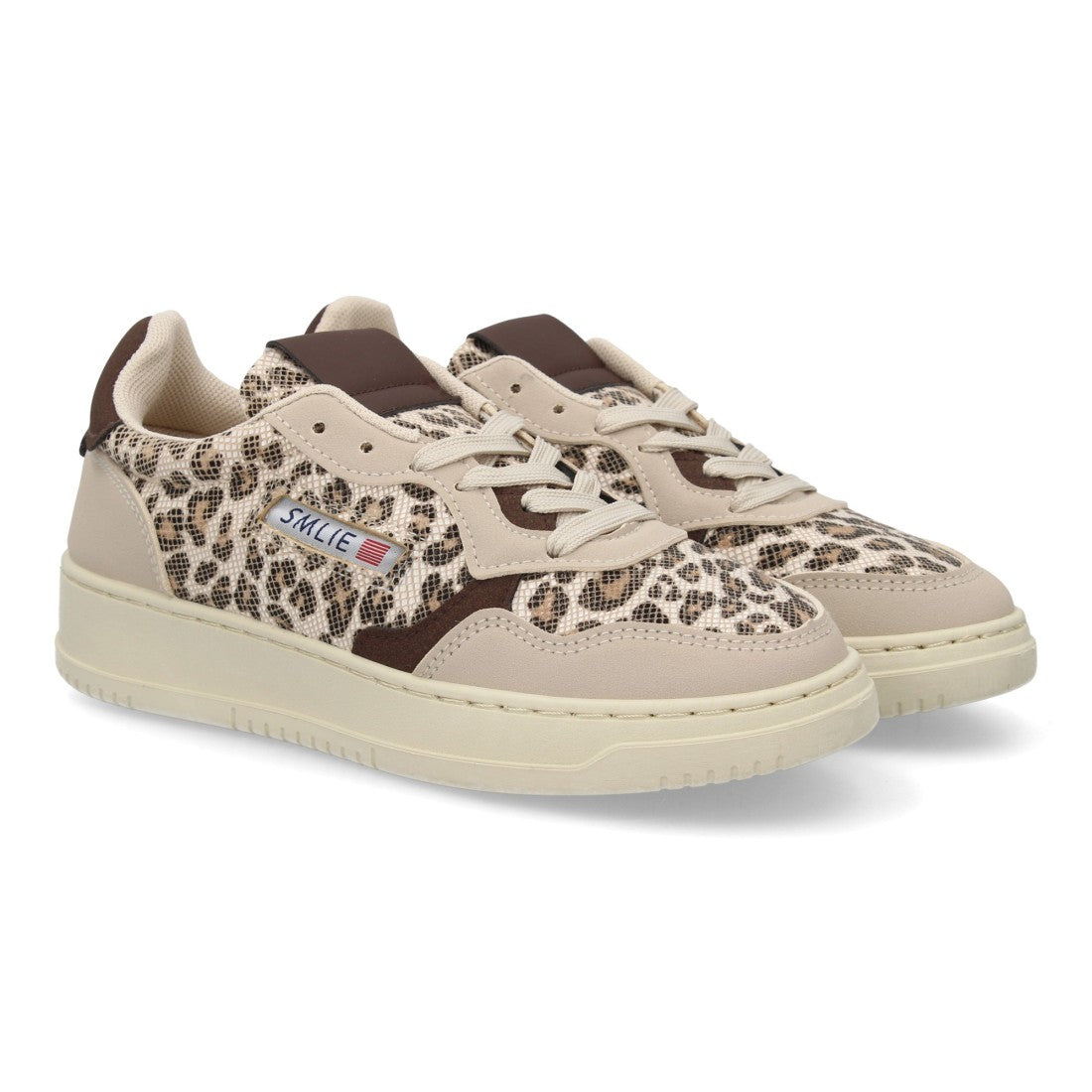 Zapatillas Retro de Mujer con Paneles Superpuestos y Puntera Perforada -Leopardo