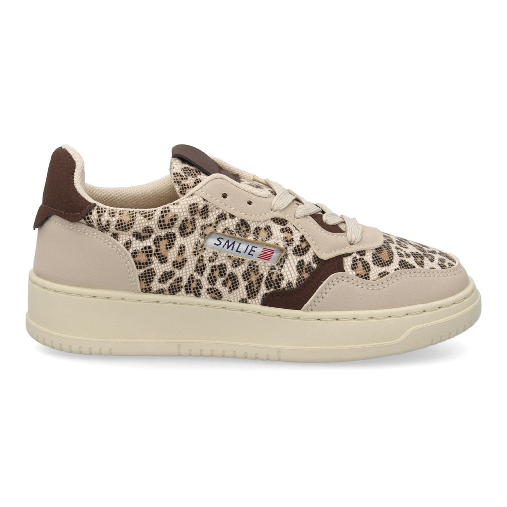 Zapatillas Retro de Mujer con Paneles Superpuestos y Puntera Perforada -Leopardo