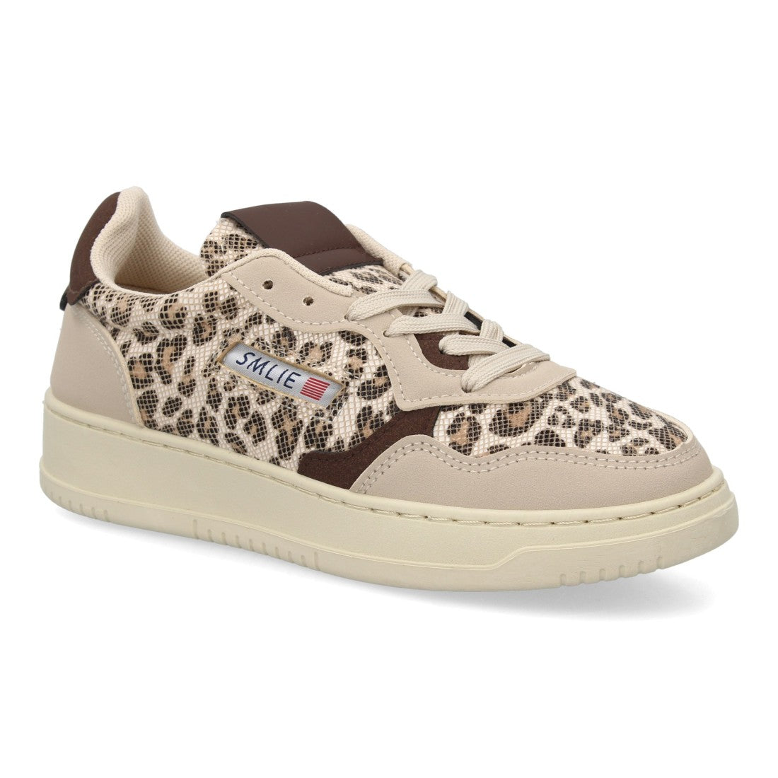 Zapatillas Retro de Mujer con Paneles Superpuestos y Puntera Perforada -Leopardo