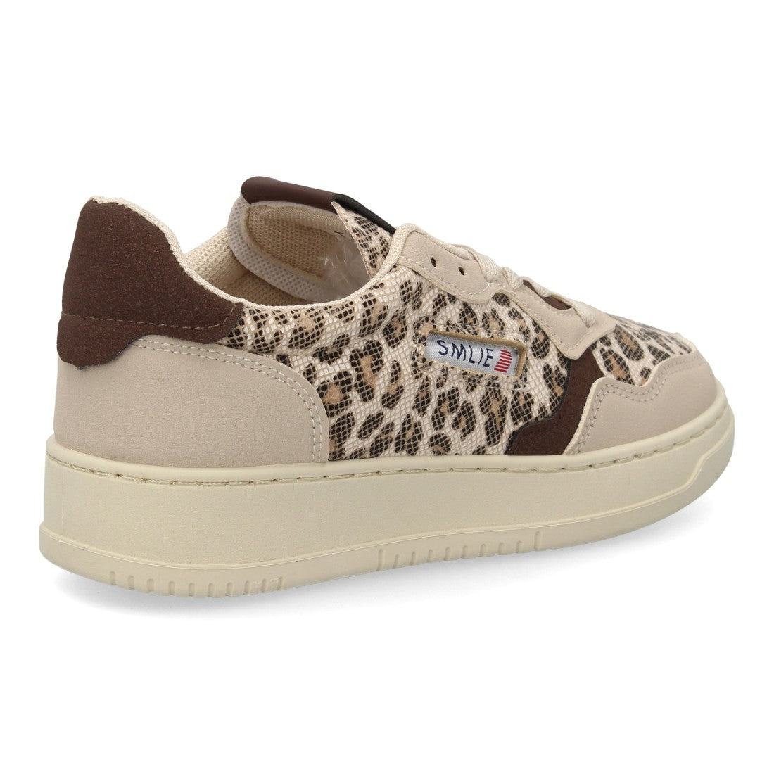 Zapatillas Retro de Mujer con Paneles Superpuestos y Puntera Perforada -Leopardo